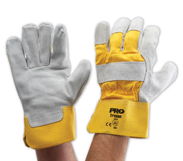 Yellow Grey Back / Cowsplit Leather Gloves