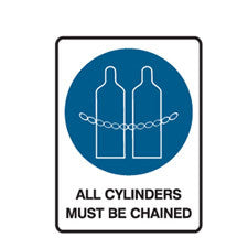 ALL CYLINDERS MUST BE CHAINED - SIgn