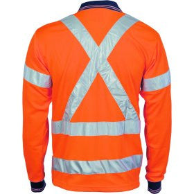 HiVis D/N Cool Breathe Polo Shirt with Cross Back R/Tape - Long Sleeve