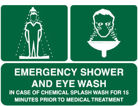 EMERGENCY SHOWER AND EYE WASH - Sign