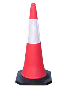 Fluorescent Traffic Cone With Reflective Sleeve - 1000mm