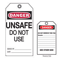 DANGER - UNSAFE DO NOT USE - 145 x 75 10/pkt
