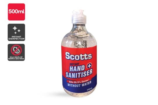 Scotts hand sanitiser 500ml alcohol based Kills 99.99% of Germs