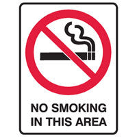 NO SMOKING IN THIS AREA - Sign