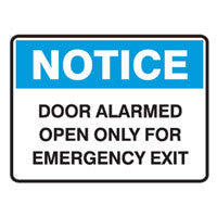 DOOR IS ALARMED OPEN ONLY FOR EMERGENCY Exit
